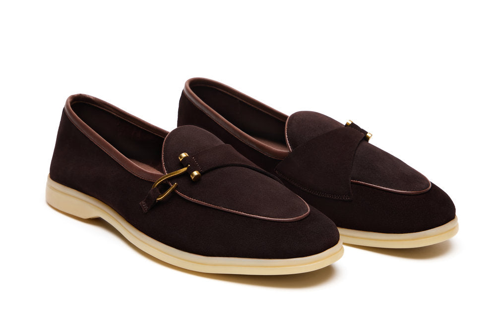 Belgian Hook Yacht Loafers in Cocoa Suede